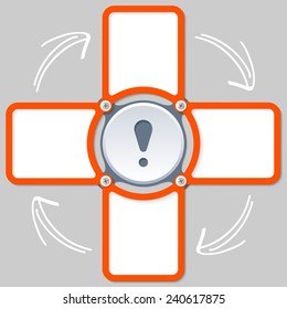 four areas for any text and exclamation mark
