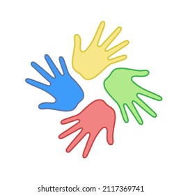 Four arms around. Line color icon.