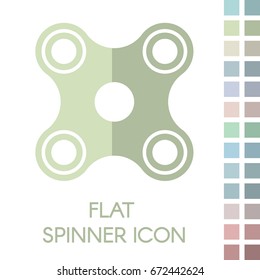 Four arms fidget hand spinner icon with the ability to change colors in flat style. Toy for stress relief and improvement of attention span. Design element for banner, poster. Vector illustration.