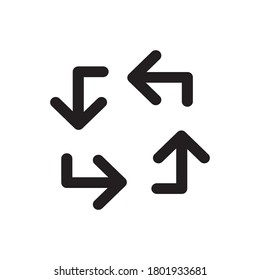 Symbol mit vier Pfeilern nach oben und unten 