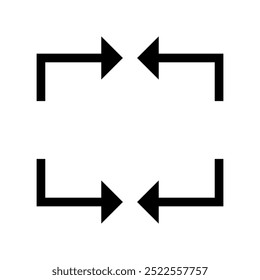 Four arrow icon. Directional arrows symbol. Minimalist navigation graphic. Geometric shape illustration.