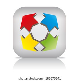 four arrow icon with rounded square web button. vector