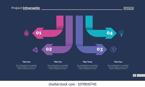 Four arrow infographic diagram. Option chart, diagram, infographics. Business data. Creative concept for presentation, project, report. Can be used for topics like management, teamwork, strategy.