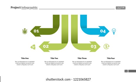 Four arrow infographic diagram. Option chart, diagram, infographics. Business data. Creative concept for presentation, project, report. Can be used for topics like management, teamwork, strategy.