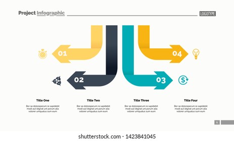Four arrow infographic diagram. Option chart, diagram, infographics. Business data. Creative concept for presentation, project, report. Can be used for topics like management, teamwork, strategy.
