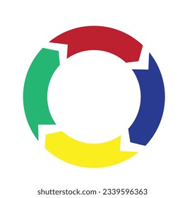 Der vier Pfeil macht einen Kreis in bunt = Prozessgrafik , Vektorsymbol , Symbol 