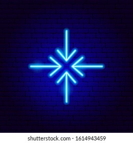 Four Arrow In Neon Sign. Vector Illustration of Direction Promotion.