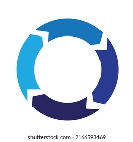 Four arrow-making circle  - blue shades - Concept of Processes - Vector , icon 