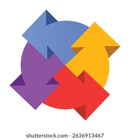 Four arrows circle. Arrow icon. Symbol or emblem in flat style. Exchange data symbol icon. vector illustration