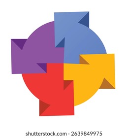 Four arrows circle. Arrow icon. Symbol or emblem in flat style. Exchange data symbol icon. vector illustration