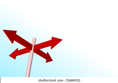 four arrows in corner blue sky