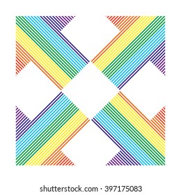 Four arrows of different color bands