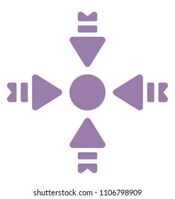 Four arrows with double arrowheads pointing to center 

