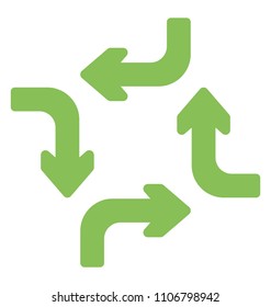 Four arrows with double arrowheads rotating in a circle, processing arrows

