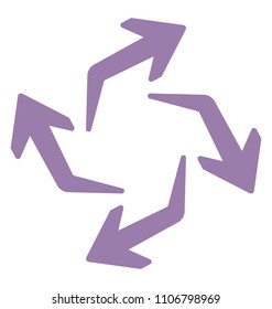 Four arrows with double arrowheads rotating in a circle, processing arrows
