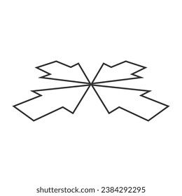 Four arrows facing each other in perspective, vector line icon
