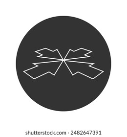 Four arrows facing each other in perspective, vector line icon