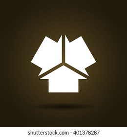 Four arrows facing each other in perspective. Flat vector icon