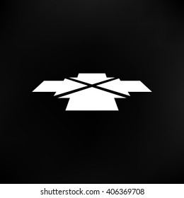 Four arrows facing each other in perspective. Flat vector icon