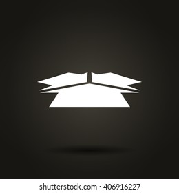 Four arrows facing each other in perspective. Flat vector icon
