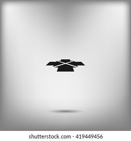 Four arrows facing each other in perspective. Flat vector icon