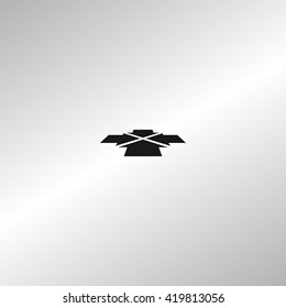 Four arrows facing each other in perspective. Flat vector icon