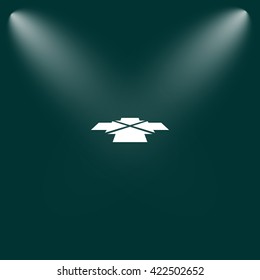 Four arrows facing each other in perspective. Flat vector icon