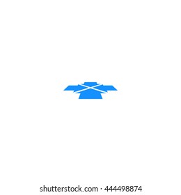 Four arrows facing each other in perspective. Flat vector icon