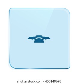 Four arrows facing each other in perspective. Flat vector icon