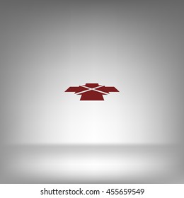 Four arrows facing each other in perspective. Flat vector icon