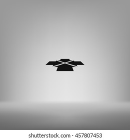 Four arrows facing each other in perspective. Flat vector icon