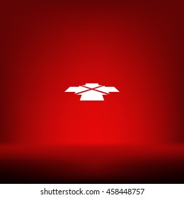 Four arrows facing each other in perspective. Flat vector icon