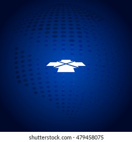 Four arrows facing each other in perspective. Flat vector icon