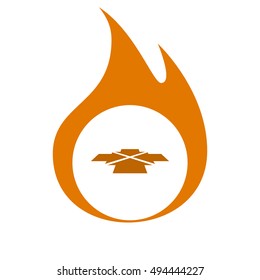 Four arrows facing each other in perspective. Flat vector icon