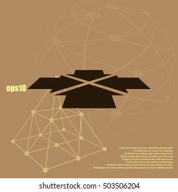 Four arrows facing each other in perspective. Flat vector icon