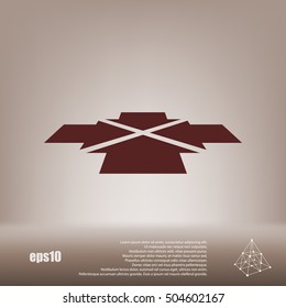 Four arrows facing each other in perspective. Flat vector icon