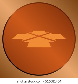 Four arrows facing each other in perspective. Flat vector icon