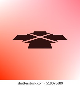Four arrows facing each other in perspective. Flat vector icon