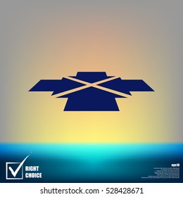 Four arrows facing each other in perspective. Flat vector icon
