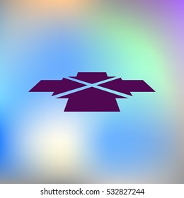 Four arrows facing each other in perspective. Flat vector icon