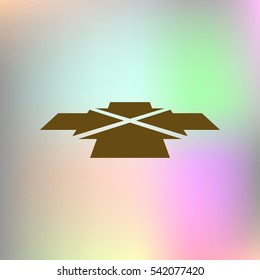 Four arrows facing each other in perspective. Flat vector icon