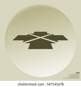 Four arrows facing each other in perspective. Flat vector icon
