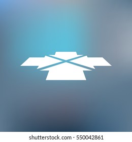 Four arrows facing each other in perspective. Flat vector icon