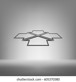 Four arrows facing each other in perspective. Flat vector icon
