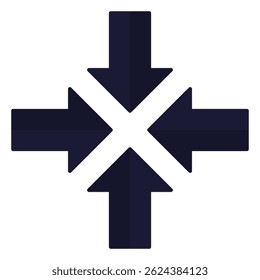 Four arrows flat icon isolated on white background.