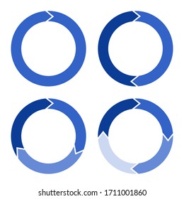 Four arrows in the form of a circle in blue with a gradient. Vector illustration. Stock Photo.