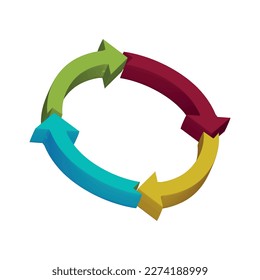 four arrows forming a circle 3d illustration, Vector colorful life cycle diagram, scheme.