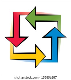 Four Arrows: green, red, yellow and blue