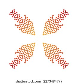 Four arrows with a halftone effect are directed inwards. Arrow icons modern style vector.