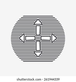Four arrows icon. Direction indicator. Flat design with shadow. Made in Illustrator vector